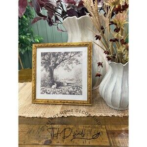 Bunnies in Nature Framed Easter Artwork, Black and White, 12" x 12", by My Texas